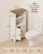 VASAGLE LIRY Collection - Storage Cabinet, Farmhouse Floor Cabinet, Freestanding Storage Organizer for Bathroom Kitchen Entryway, Adjustable Shelf, Cloud White and Rustic Brown UBBK313W101S