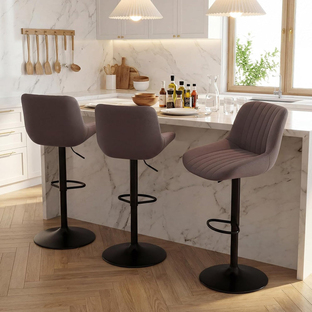 Nalupatio Bar Stools Set of 3, Adjustable Modern Swivel Bar Stools with Backs...