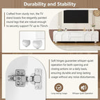 Ball & Cast 70" Modern TV Stand for TVs up to 75", Cream Media Console with Arched Push-to-Open Doors,2 Cabinets & 2 Drawers, 5 Iron Round Legs,Entertainment Center for Living Room,Bedroom,White