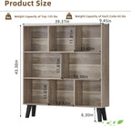 LEYAOYAO 8 Cube Bookshelf,3 Tier Bookcase with Legs,Modern Grey Mid-Century Bookshelves,Large Farmhouse Open Storage Organizer Shelf, Retro Wooden Display Book Case for Bedroom,Living Room,Office