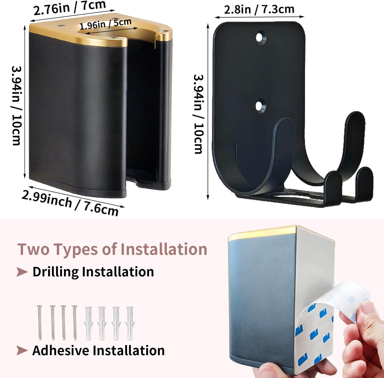 Curling Iron Holder Wall Mount, Premium Organizer for Dyson Airwrap Holder and Flat Iron Holder Wall Mount, Durable Aluminum & Plastic, Modern Space-Saving Storage for Bathroom Vanity, 3M Adhesive