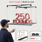 Motorized Garage Ceiling Storage Racks with Remote Control, 4x4 FT Overhead Garage Storage Rack, Heavy-Duty Lift Storage System, Space-Saving Hanging Shelves, 250 Lbs Capacity