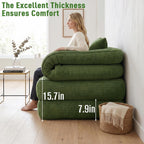 Folding Sofa Bed, Convertible Sleeper Chair with Armrests for Adults, Foldable Corduroy Boneless Bed, 3-in-1 Portable Futon Couch Floor Sofa with Pillow for Bedroom, Living Room, Dark Green