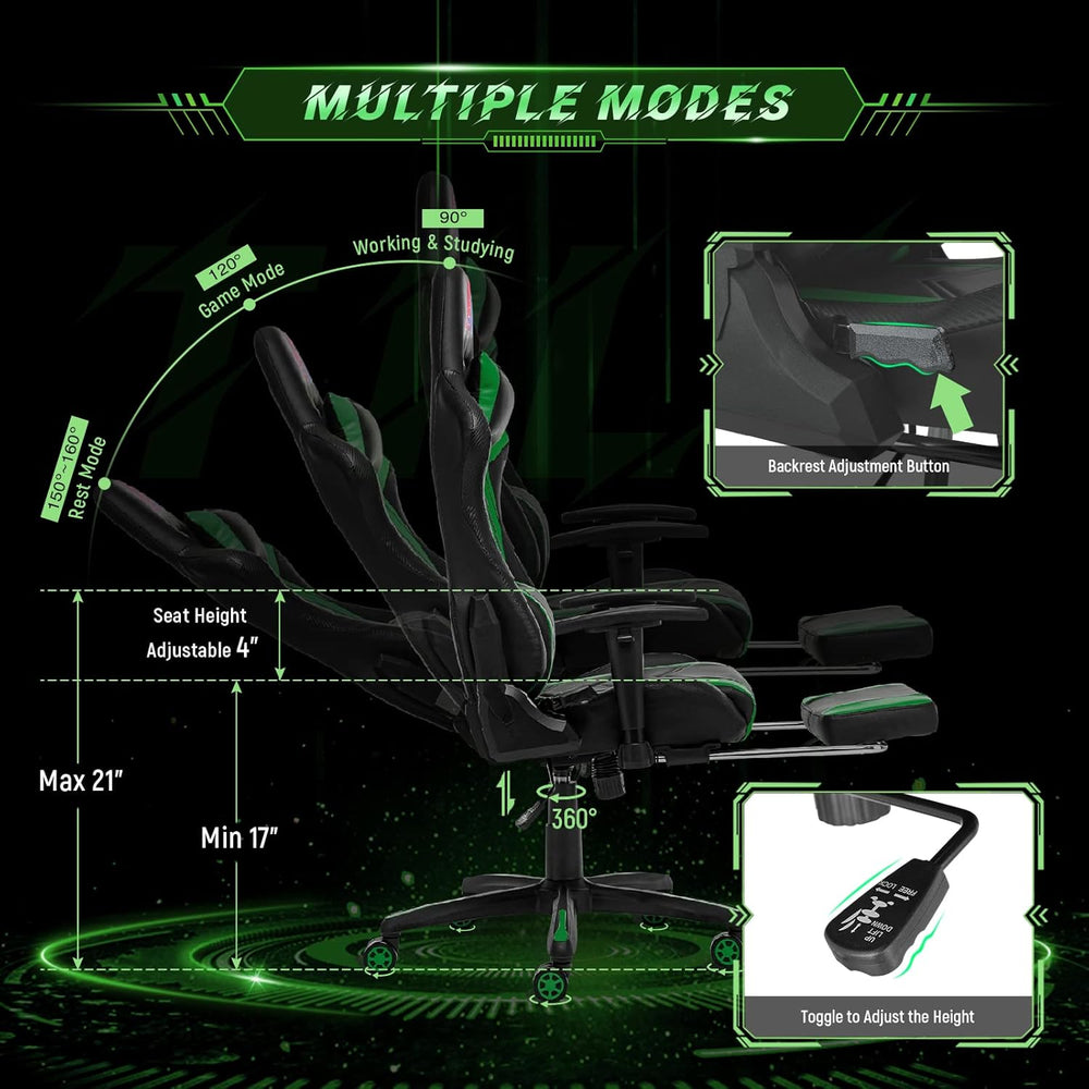 AA Products Gaming Chair High Back Ergonomic Computer Racing Adjustable Gamer...
