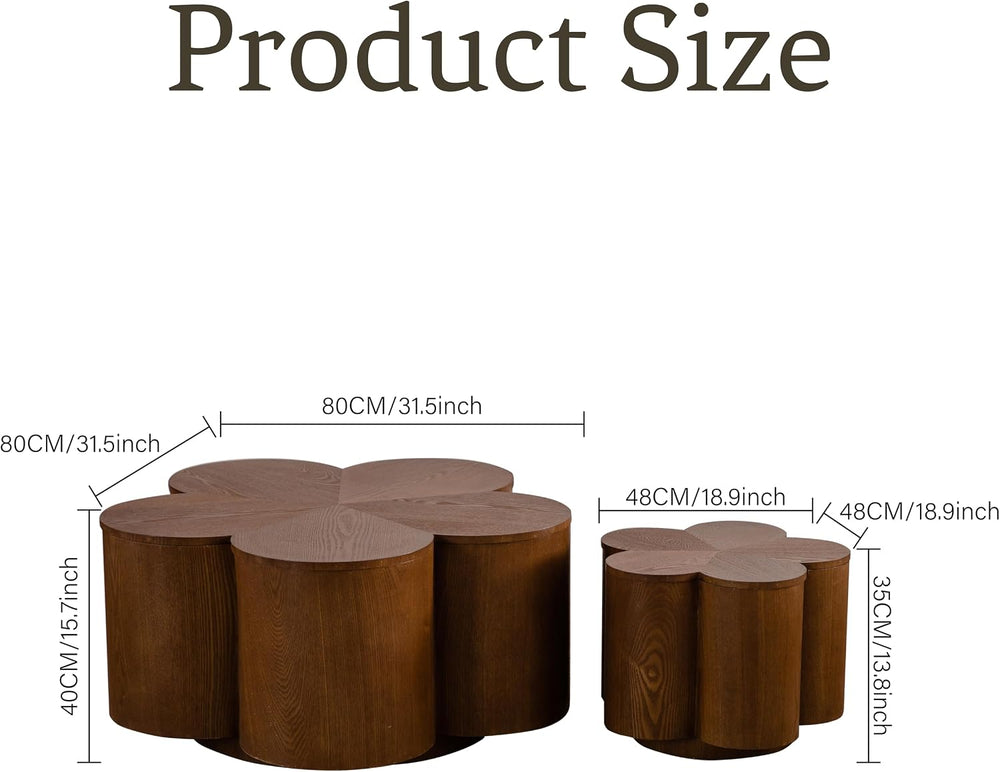 Modern Nesting Coffee Tables Woody Grooved Tea Table Space Saving Center End ...