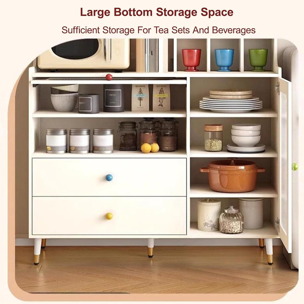 Tall Kitchen Storage Hutch Cabinet, Pantry Cabinet with Storage Drawers, Coff...