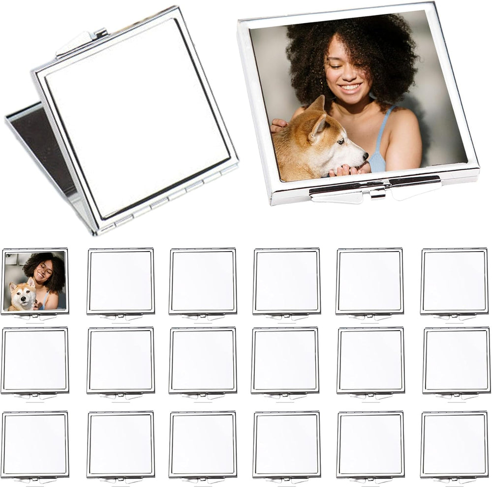 18 Pack Sublimation Blanks Pocket Mirror Cosmetic Compact Travel Folding Mirr...