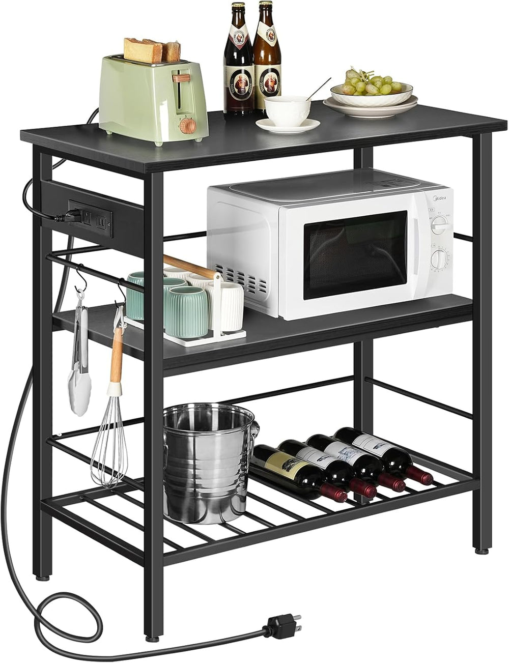 HOOBRO Kitchen Island with Storage, Kitchen Island Table with Power Outlet, 3...