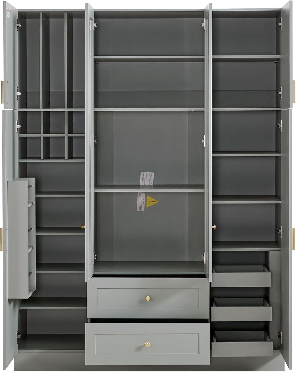 Virubi Modern Large Kitchen Pantry with 6 Doors, 53.2" L x 17.7" W ...