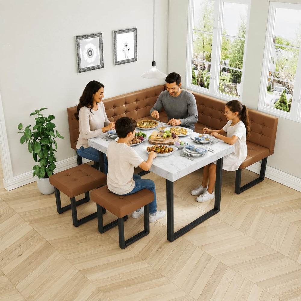 XIAO WEI Corner Dining Table Set for Small Spaces, 72 Inch Breakfast Nook wit...