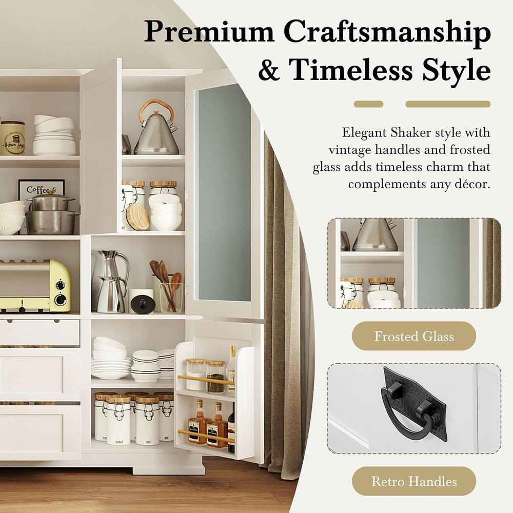 Spaco 78.3" Kitchen Pantry Cabinet with Hutch,Freestanding Food Storage ...