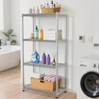 Metal Shelving Unit 4 Tier Storage Shelves Rack Metal Shelf Adjustable Wire Shelving Units Storage Shelving Heavy-Duty 2200 LBS rganizer for Pantry Garage Laundry Bathroom Kitchen Closet Utility Room