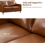 60" Faux Leather Sofa, Loveseat Couch, Mid Century Modern Love Seat Couches with Solid Wood Frame for Living Room Bedroom