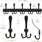 Coat Rack Wall Mount with 5 Tri Hooks, Stainless Steel 16 Inch – Black Matte Finish, Heavy Duty Wall Mounted Hook Rack for Coats, Hats, Towels, Scarves, Robes, Bags, Entryway & Bathroom - 2 Pack