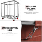 Commercial Laundry Cart with Wheels, 11.35 Bushel Large Laundry Tumbler with Removable Waterproof Canvas Lined Basket, Heavy Duty Stainless Steel Laundry Basket for Hotels and Hospitals