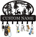 Personalized Key Holder for Wall, Custom Metal Deer Cabin Key Hooks with Name, Metal Key Holder Hooks Organizer Rack, Key Hanger Decor for Kitchen, Entryway, Hallway, Office, Doorway