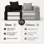 COMAX Futon Sofa Bed, 4‑in‑1 Convertible Sofa Bed, Folding Boneless Couches | Boneless Couch for living room, Fold Out Small Foldable Loveseat Floor Sleeper Mattress Lounge Space‑Saving, Black