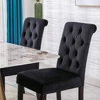 Velvet Dining Chairs Set of 2 Upholstered Dining Room Chairs Modern Tufted Accent Chairs Wooden Parsons Side Chairs for Home Kitchen Resturant, Black