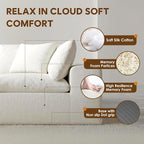130" Modern Modular L Shaped Couch, Sectional Couches for Living Room, Deep Seat Cloud Couch, No Assembly Required Sleeper Sofa, Boneless Couches with Armrests, White