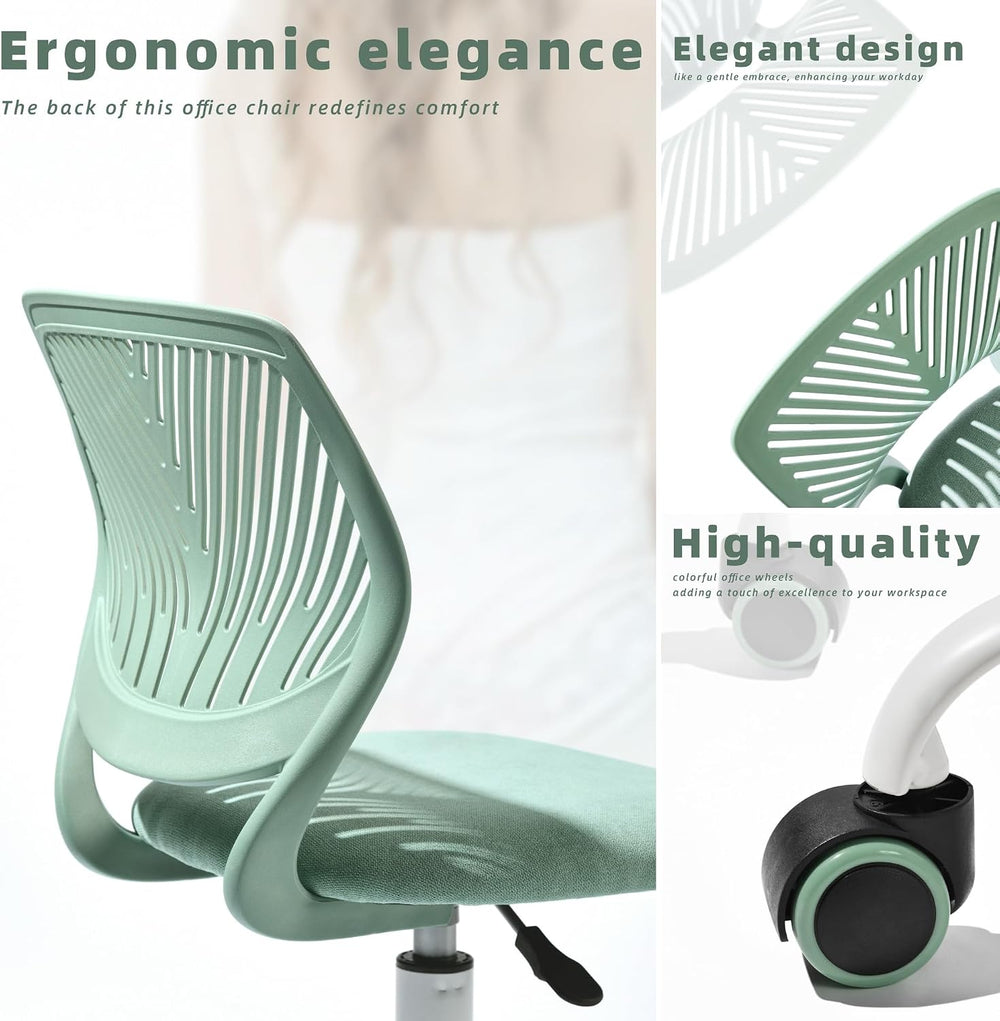 Armless Home Office Desk Chair, Colorful Task Chair with Soft Mesh Padded Cus...