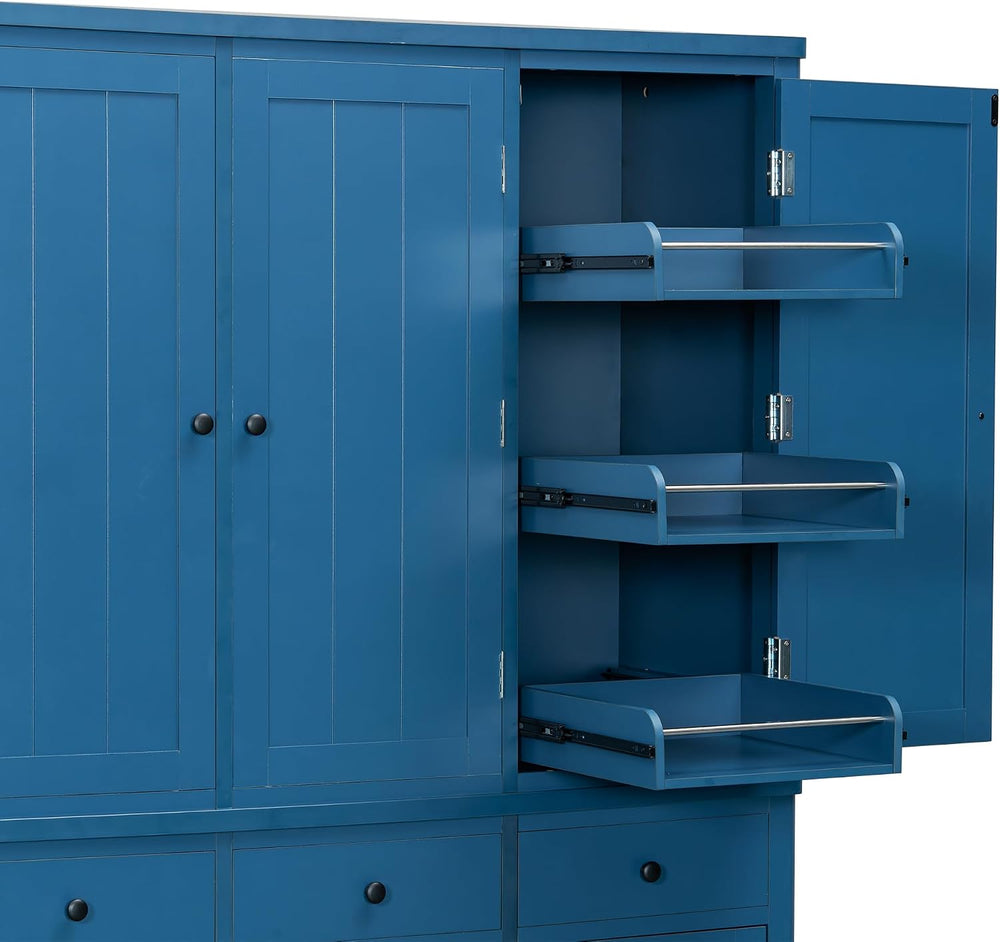 Merax 74.8'' Tall Kitchen Pantry Storage Cabinet with 6 Doors, 3 Draw...