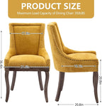 Modern Dining Chairs Set of 6, High Back Dining Chairs Side Chairs with Solid Wood Legs, Upholstered Fabric Dining Room Chairs for Dining Room Kitchen, Yellow