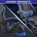 Huracan Gaming Chair with Footrest, Ergonomic Computer Chair Lumbar Support, Adjustable High Back Recliner for Adults, Racing Style Video Gaming Chairs, for Home Office Streaming, Blue