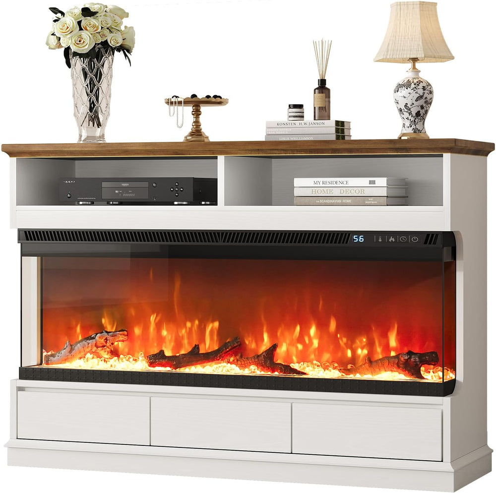 4 EVER WINNER Fireplace TV Stand with 50" Electric Fireplace, Fireplace ...