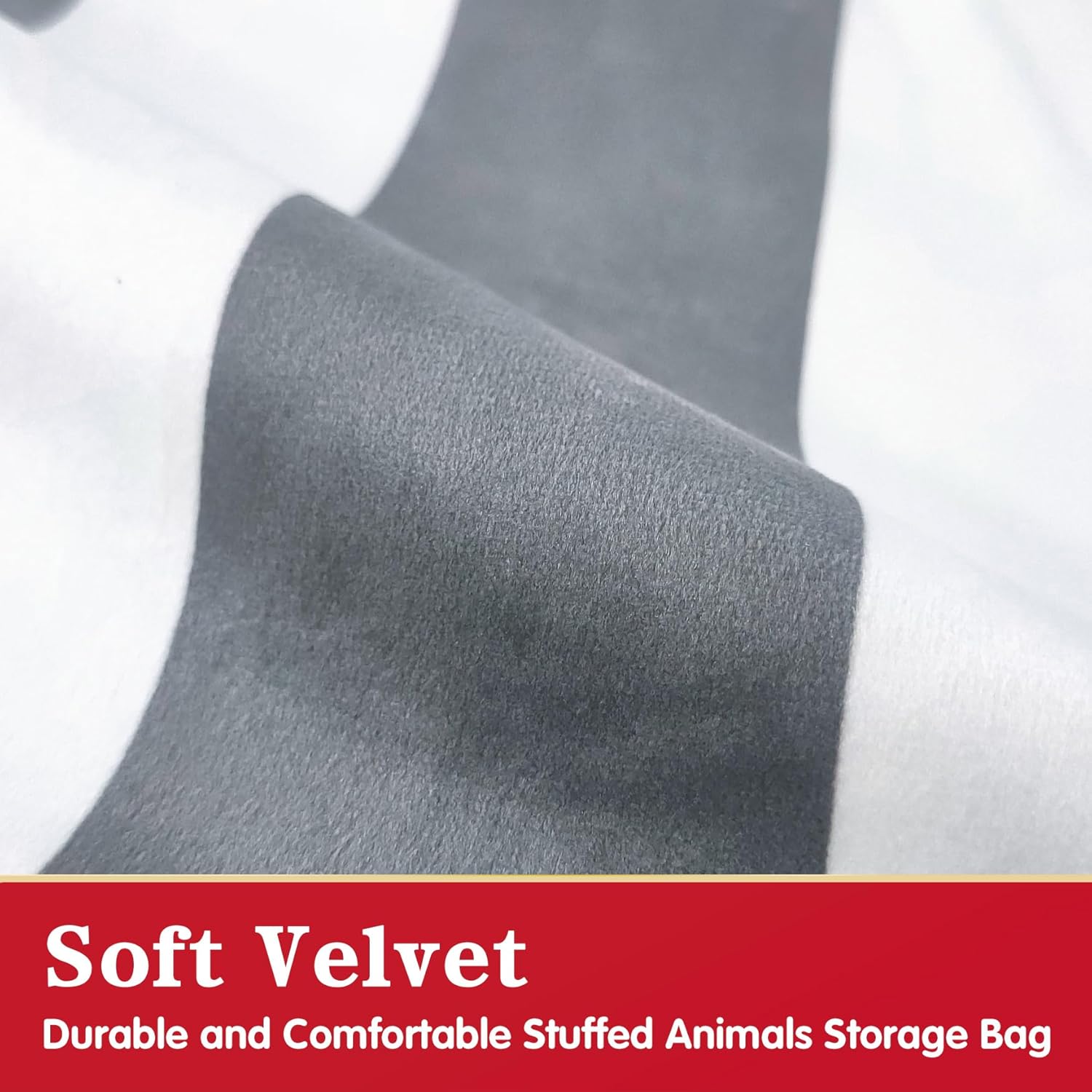 Jorbest Bean Bag Stuffed Animals Storage, Stuffed Animals Bean Bag Storage for Adults and Kids, Luxury Velvet Covers Only without Filling (Stripe White Gray, 200L/52 Gal)