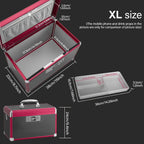 Medicine Lock Box for Safe Medication - 15 x 8.7 x 9.4 Inches - Lockable Storage Box for Drugs, First Aid Kit Empty, Lock Boxes with Key for Home/Outdoor (Black & Red/X-Large)