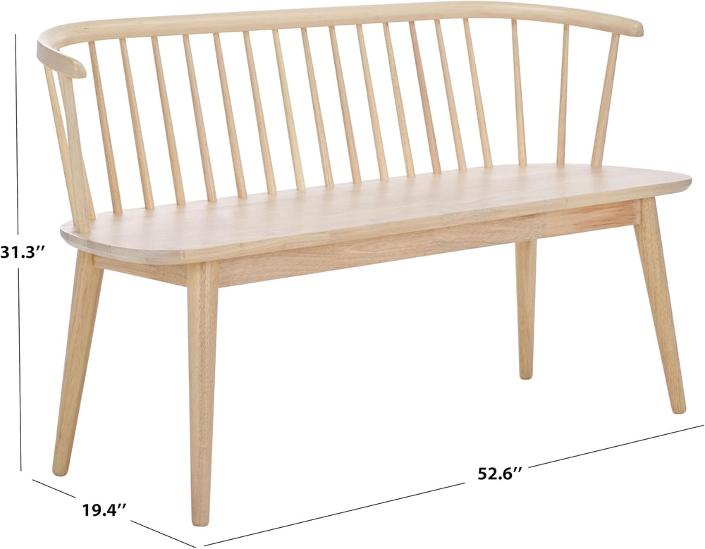 SAFAVIEH Furniture - Blanchard Spindle Bench - White Washed - Solid Wood - Cl...