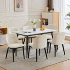 Dining Chair Set of 6, Modern Upholstered Kitchen Chair, Dining Room Chair with Wooden Legs, Accent Chair for Kitchen, Dining Room, Living Room, Beige