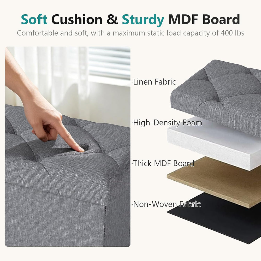 30 Inches Storage Ottoman, Folding Storage Ottoman Bench,Ottomans Foot Rest, ...