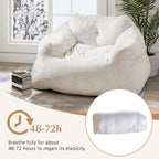 GOFLAME Bean Bag Chair for Adults, Giant Beanbag Chair with Soft Velvet Cover, Sponge Filling & Non-Slip Base, Lazy Floor Sofa for Living Room, Bedroom, Reading Room, Beige