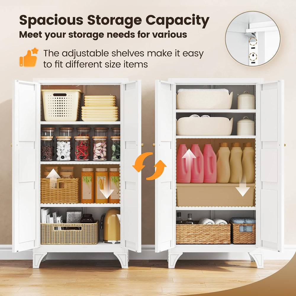Yizosh Metal Storage Cabinet with Doors and 3 Adjustable Shelves - 47" W...