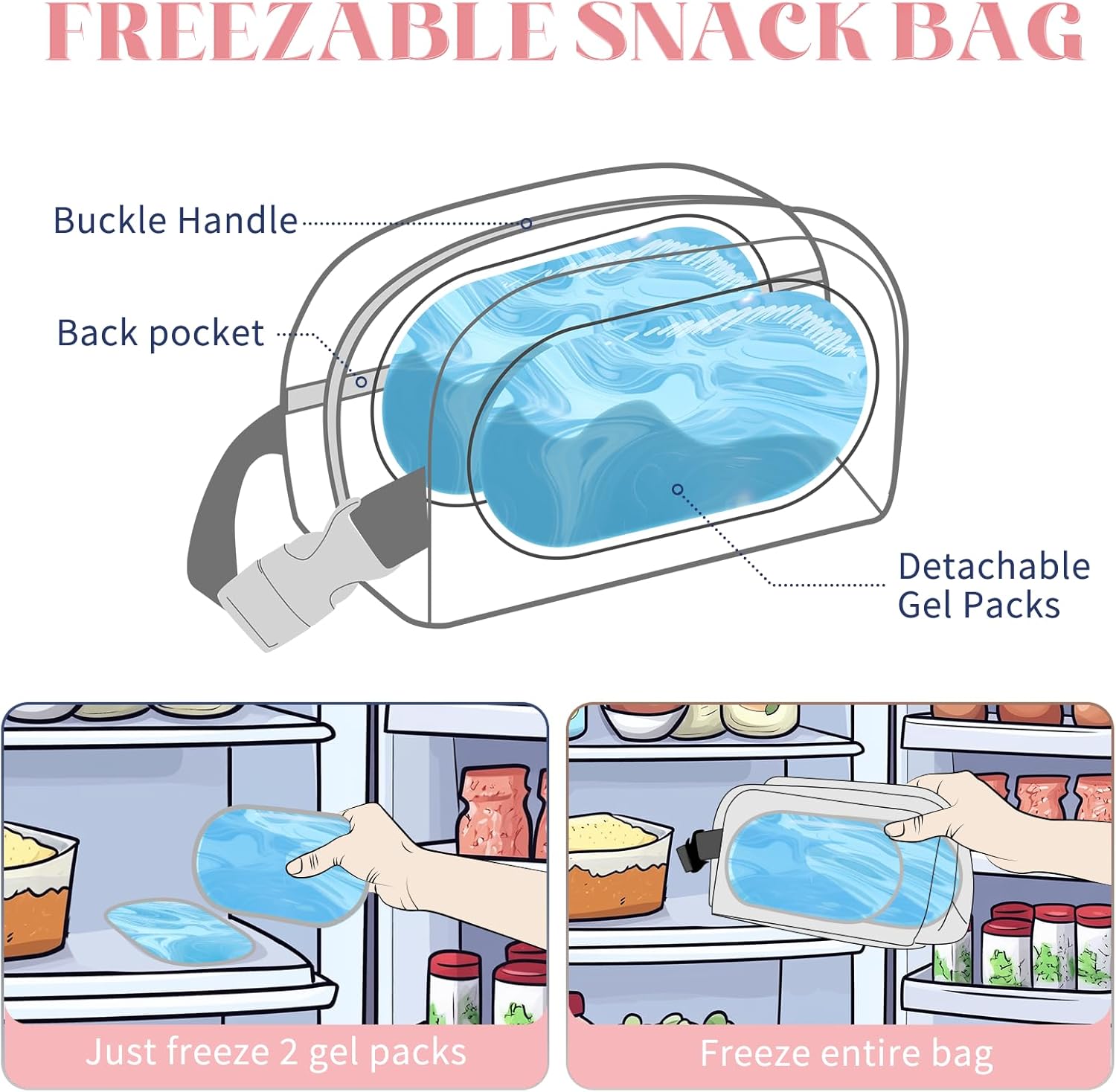 Cerbonny Small Cooler Bag Freezable Lunch Bag for Work School Travel, Leak-Proof, Insulated, Portable, Lightweight, 2.5L, Love Pattern