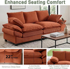 83" Cloud Loveseat Sofa, Comfy Corduroy Couch Deep Seat Double Cushion, 800 LBS 2-3 Seater Love Seat for Living Room Bedroom Apartment Office Small Space, Reddish-Brown