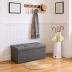 NEWBULIG 30 Inches Folding Storage Ottoman Bench with Padded Seat for Bedroom, Small End of Bed Foot Rest Stools Storage Chest, Living Room, Pure Grey.