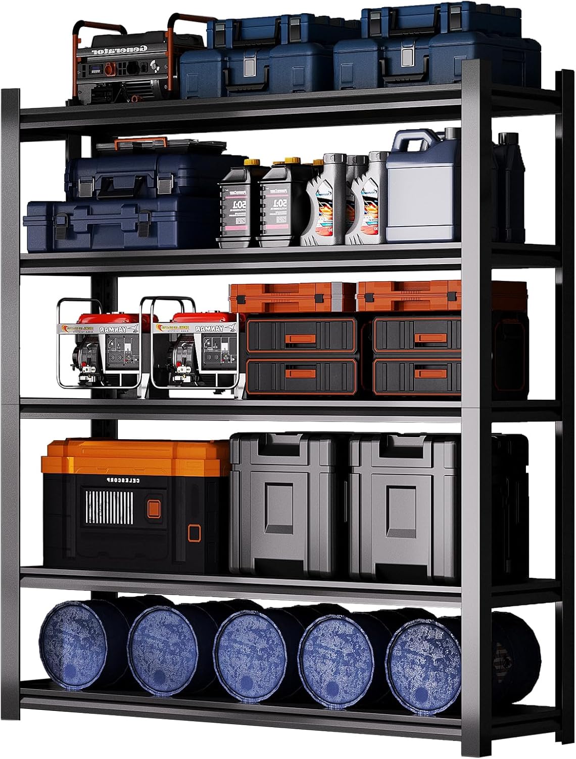 Dyoung 47. 2" W Garage Storage Shelves Adjustable 5 Tier Metal Shelves Heavy Duty 2200LBS Capacity Industrial Shelving Units Rack for Warehouse Basement Garage, Black (19.6" D×47.2" W×72" H)