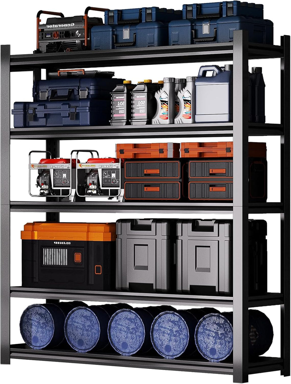 Dyoung 47.2" W Garage Storage Shelves Adjustable 5 Tier Metal Shelves Heavy Duty 2200LBS Capacity Industrial Shelving Units Rack for Warehouse Basement Garage, Black (23.6" D×47.2" W×72" H)