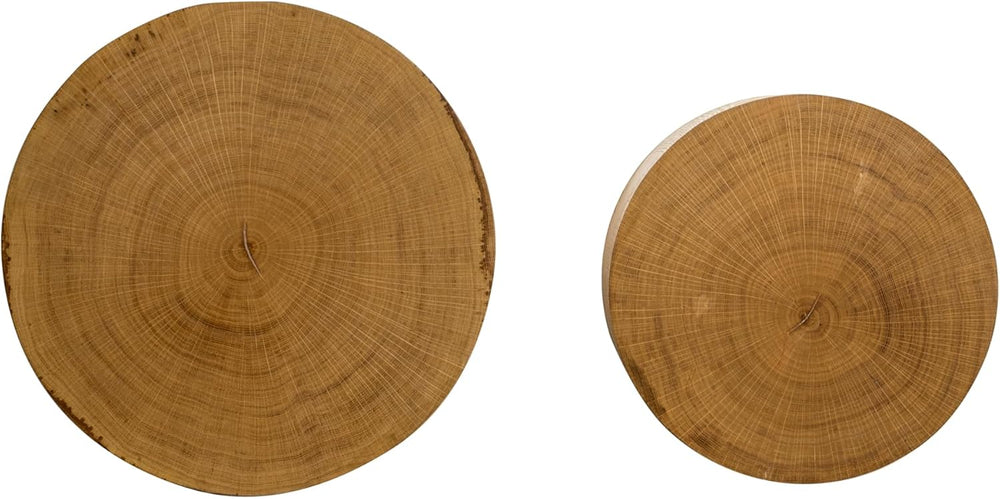 Nesting Coffee Table Set of 2, Modern Round Coffee Table, Wooden Circle Accen...