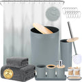 iMucci Bathroom Accessories Bathroom Sets with Shower Curtain, Bath Towel Set, Trash Can, Toilet Brush, Soap Dispenser, Bathroom Accessories Set Complete
