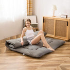 MAXYOYO Japanese Floor Mattress Futon Mattress, 4" Thicken Tatami Mat Sleeping Pad Foldable Roll Up Mat Boys Girls Dormitory Pad Kids Floor Lounger Pillow Bed, Charcoal Grey, Queen Size
