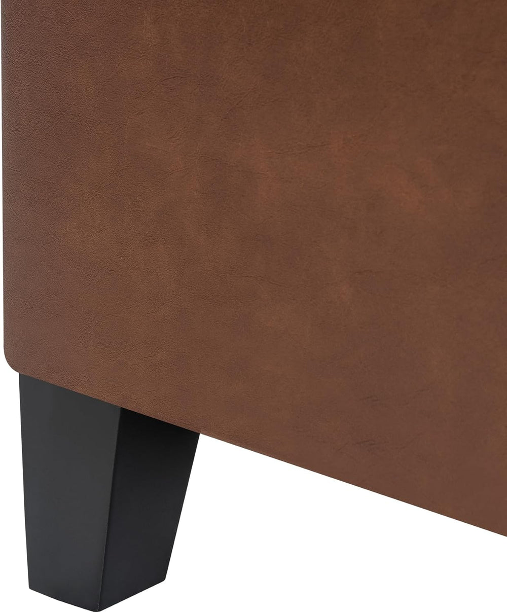 Asense 17 Inch Storage Ottoman Foot Rest,Square Faux Leather Foot Stool,Small...