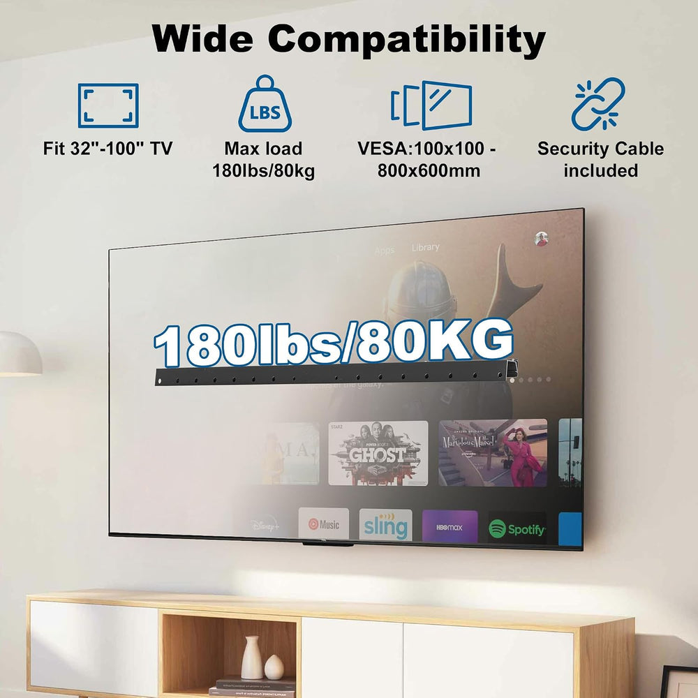 No Stud Drywall TV Wall Mount for 32-100 inch Extra Large TVs up to 180 lbs |...