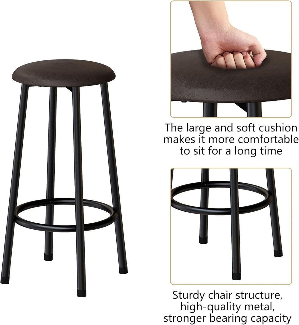 Recaceik 3 Piece Pub Set, Rectangular 2 Bar Stools, Faux Marble Dining Room S...