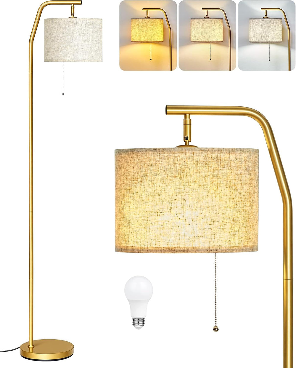 66.1" Tall Floor Lamps with 3 Color Temperatures Bulb & Adjustable L...