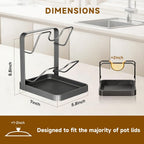 2-Tier Pot Lid Holder with Detachable Drip Tray, Kitchen Organizer | Two-tier countertop rack stores pot lids, pan covers, cutting boards, and ladles; detachable tray helps collect drips.