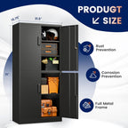Yizosh Metal Storage Locking Cabinet with 4 Doors and 2 Adjustable Shelves,71" Lockable Garage Tall Steel Cabinet,for Home Office,Living Room,Pantry,Gym,Commercial Storage (Black)