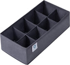 Qozary 3 Pack Sock Underwear Drawer Organizer Dividers, Non-Woven Fabric Collapsible Cabinet Closet Storage Boxes for Clothes, Socks, Lingerie, Underwear, Tie, Belt, Baby, Bedroom (Gray, 8 Cells)